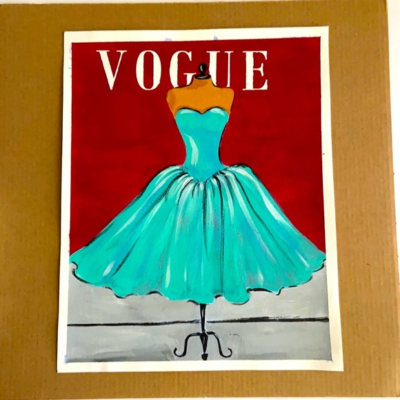 Original Acrylic Painting  Vogue Cover Fashion Art, Retro Fashion Wall Décor, - Picture 8 of 14